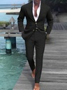 Men's Solid Color Suit Set, Suitable For Spring And Summer