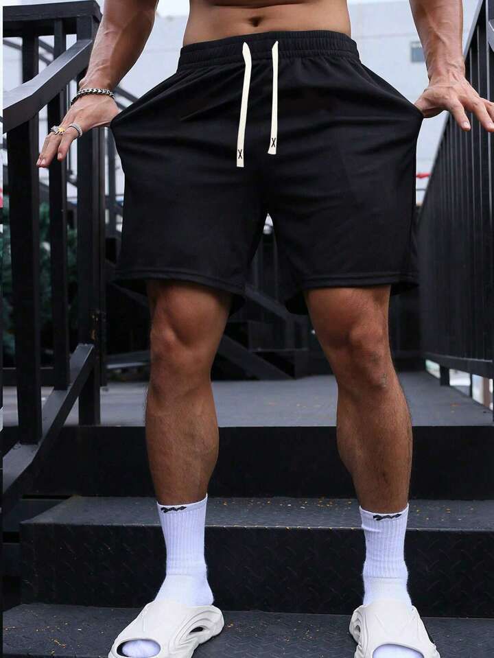 Men's Summer New Drawstring Waist Slanted Pocket Casual Shorts