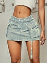 Y2K Street Vintage Flap Pocket Tape Detail Cargo Mini Skirt Summer
            Outdoor Outfit