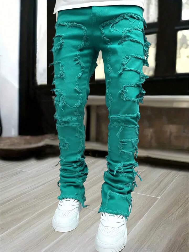 Fashionable Men's Creative Tassel Denim Pants