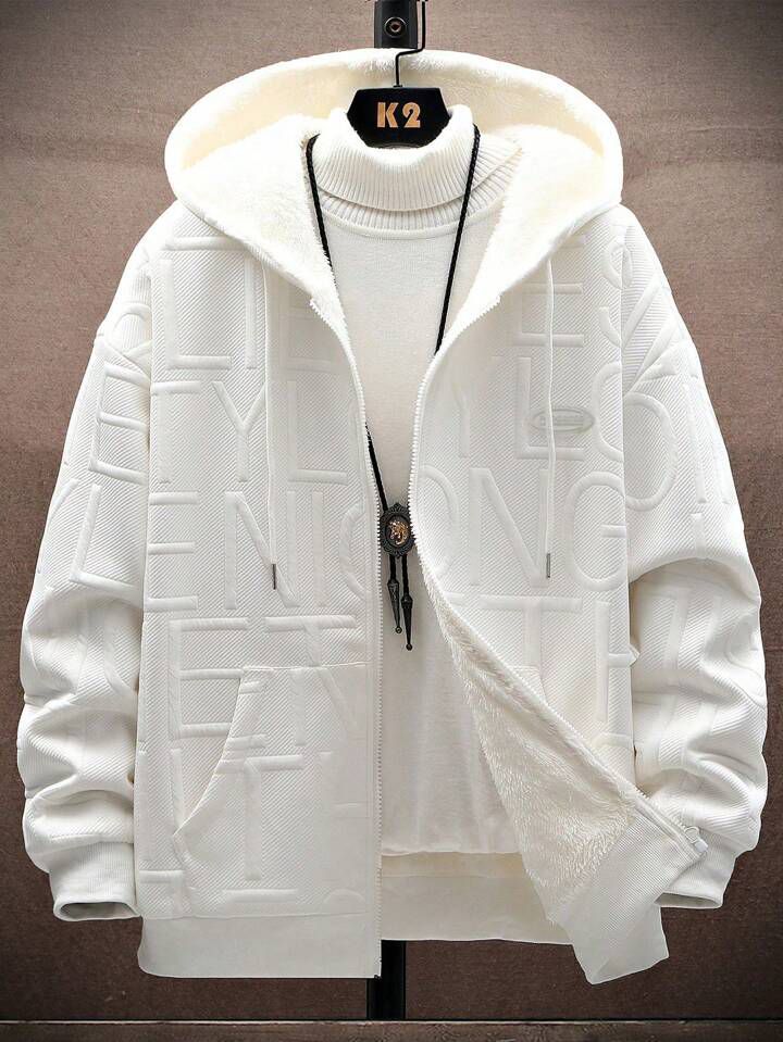 Men's Letter Printed Color Block Overized Varsity Jacket Without Hoodie