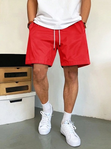 Hypemode Loose Men Slant Pockets Drawstring Waist Shorts