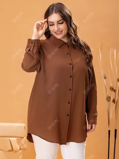 Mulvari Plus Solid Curved Hem Blouse