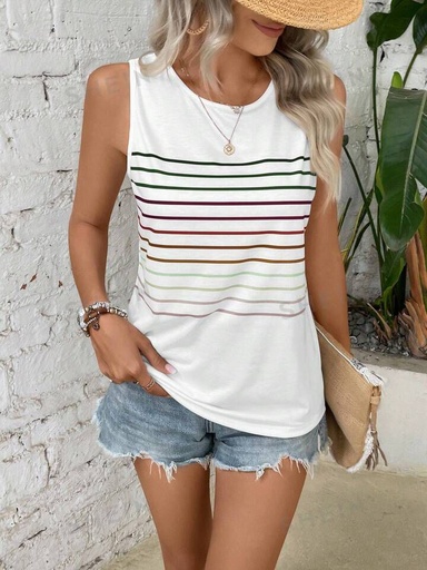 LUNE Color Blocking Striped Casual Tank Top