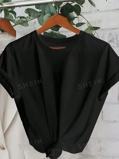 Essnce Casual Solid Color Short Sleeve T-Shirt For Summer