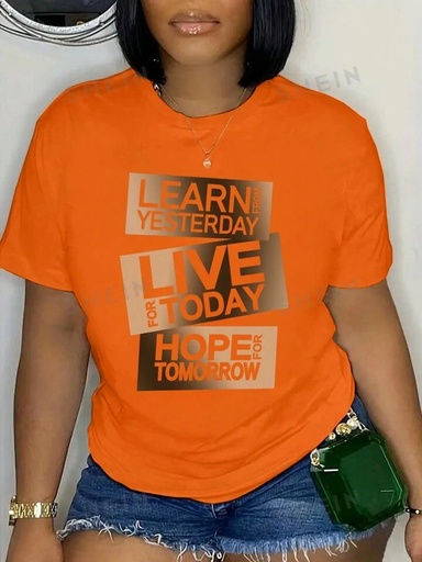 Slayr Women's Casual Round Neck T-Shirt With Slogan Print
