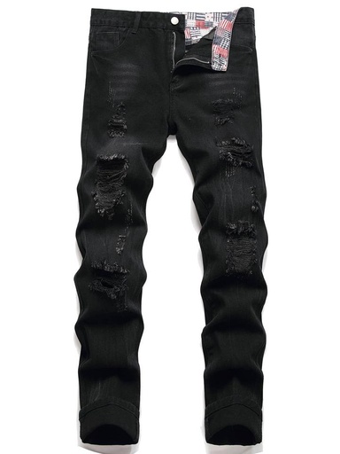 Men Cotton Ripped Frayed Skinny Jeans
