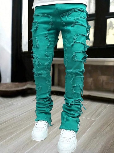 Fashionable Men's Creative Tassel Denim Pants